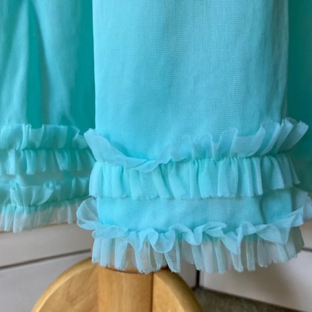 1950's Gotham Turquoise Nylon & Chiffon Nightie - Picture 8 of 13